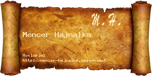 Mencer Hajnalka névjegykártya
